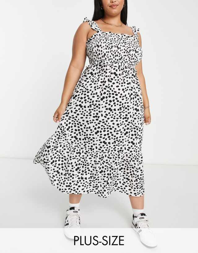 Influence Plus dress in black and white spot print