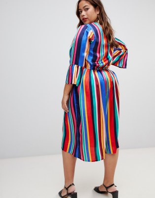 rainbow stripe wrap dress