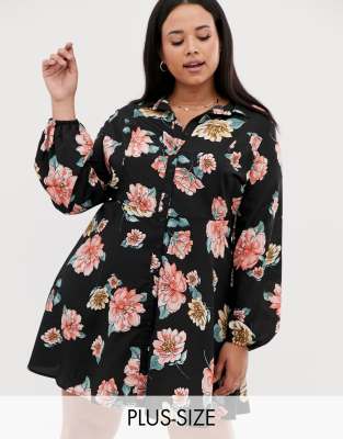 floral shirt dress plus size