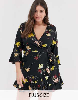 plus floral wrap dress