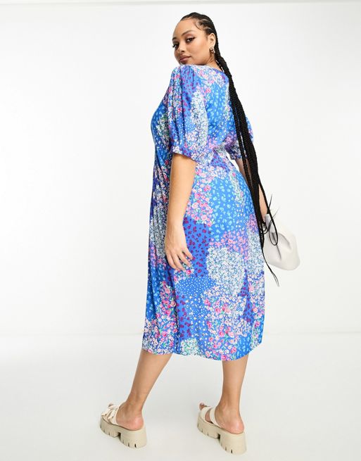 Shop Classic Teal Estelle Flutter Sleeve Midi Dress Online