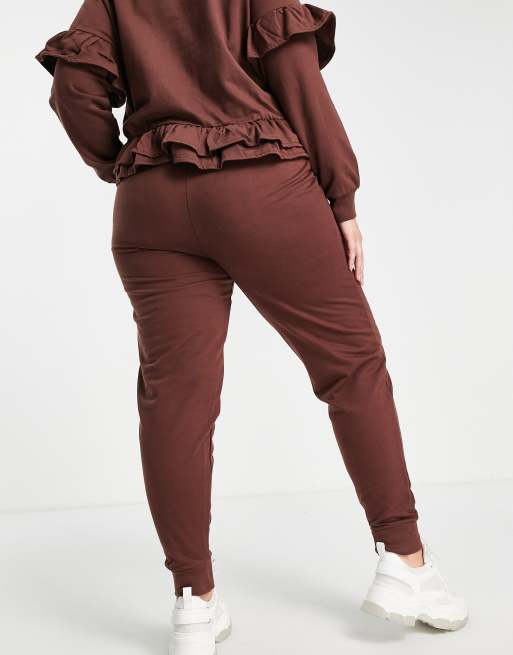 Influence Plus joggers co-ord in chocolate brown