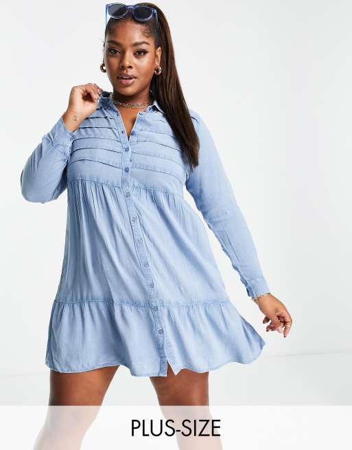 Plus size shop chambray shirt dress