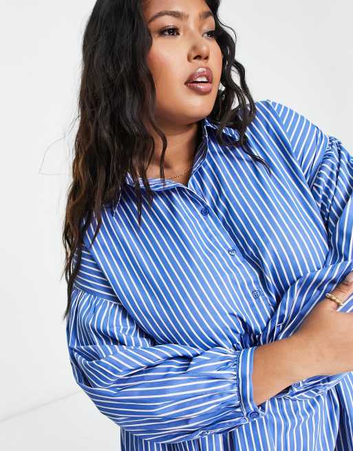 Striped shirt cheap dress plus size