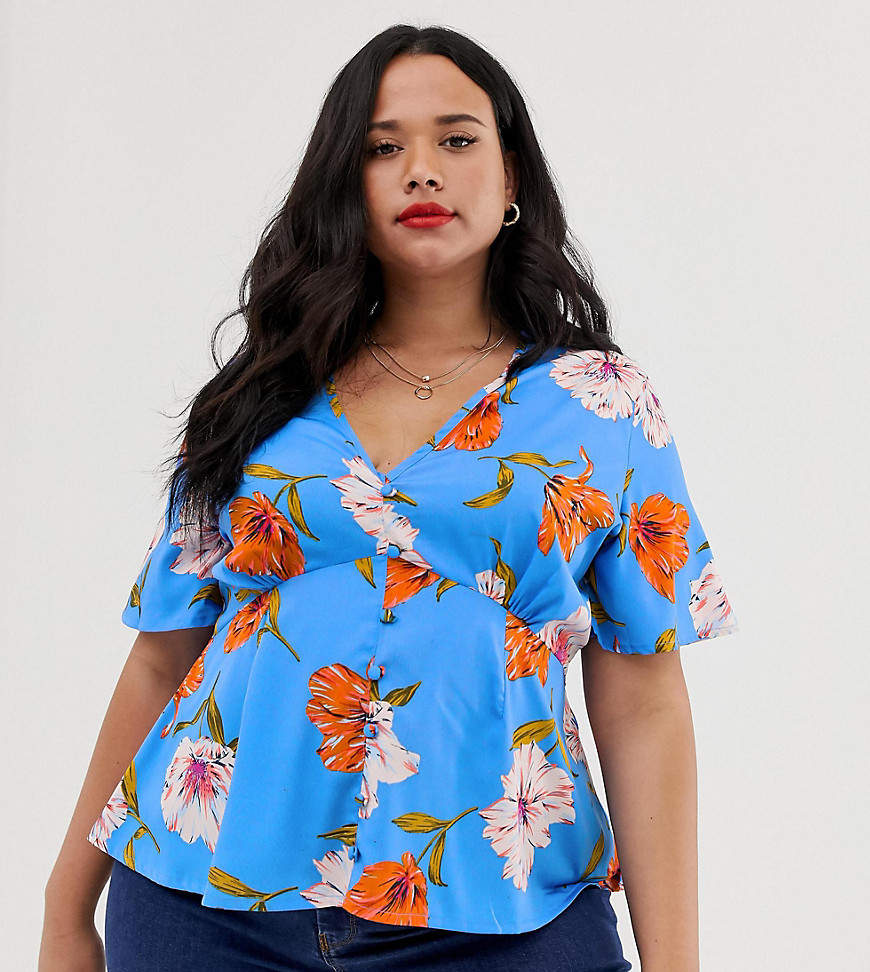 Influence Plus - Nette blouse met bloemenprint in blauw