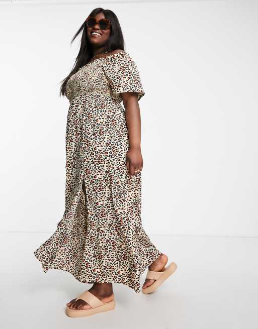 Leopard print plus hot sale size maxi dress