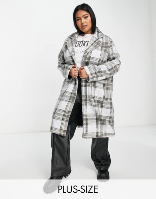 Plus size check coat hotsell