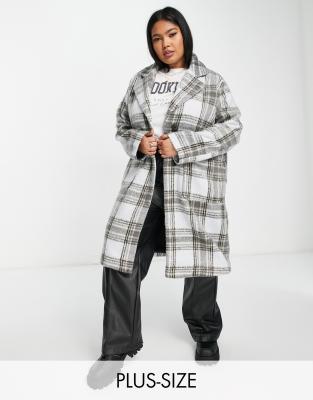 plaid button through oversized coat