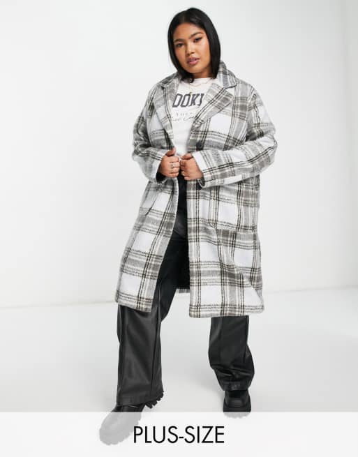 Influence Plus oversized coat in plaid