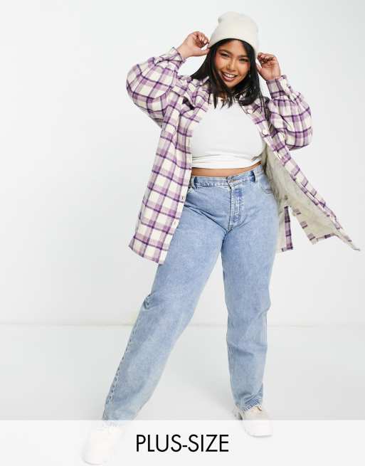 Influence Plus - Oversized geruite shacket in multi