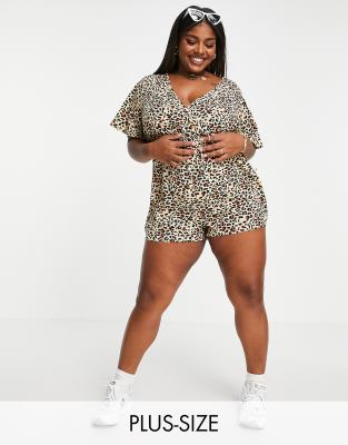 leopard print playsuit plus size