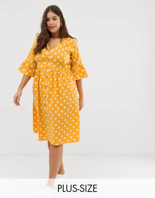 yellow polka dot dress plus size