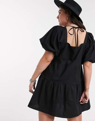 black puff sleeve dress