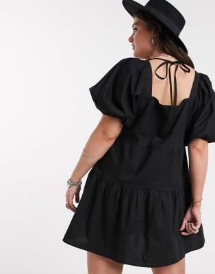 black smock dress with sleeves