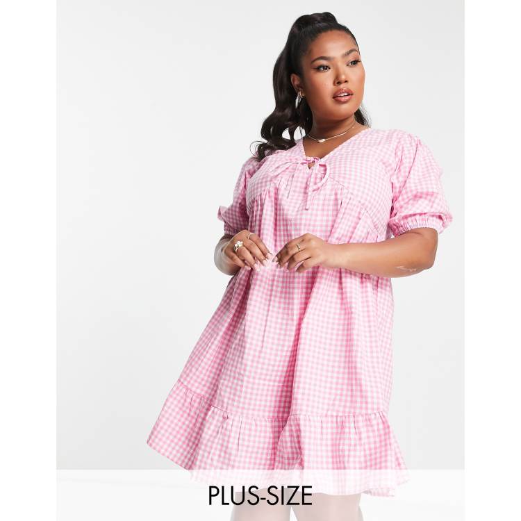 plus size pink gingham dress