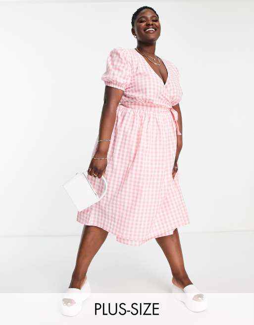 Pink gingham dress plus on sale size