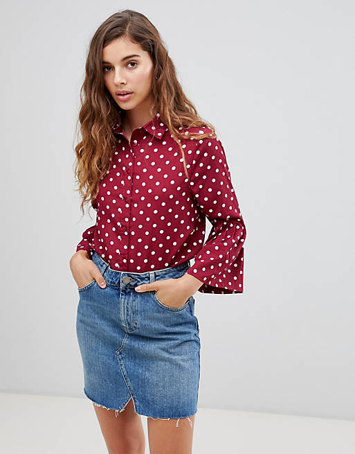 Influence polka dot shirt with flared sleeves | ASOS