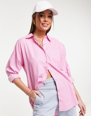 Influence poplin shirt in pink stripe
