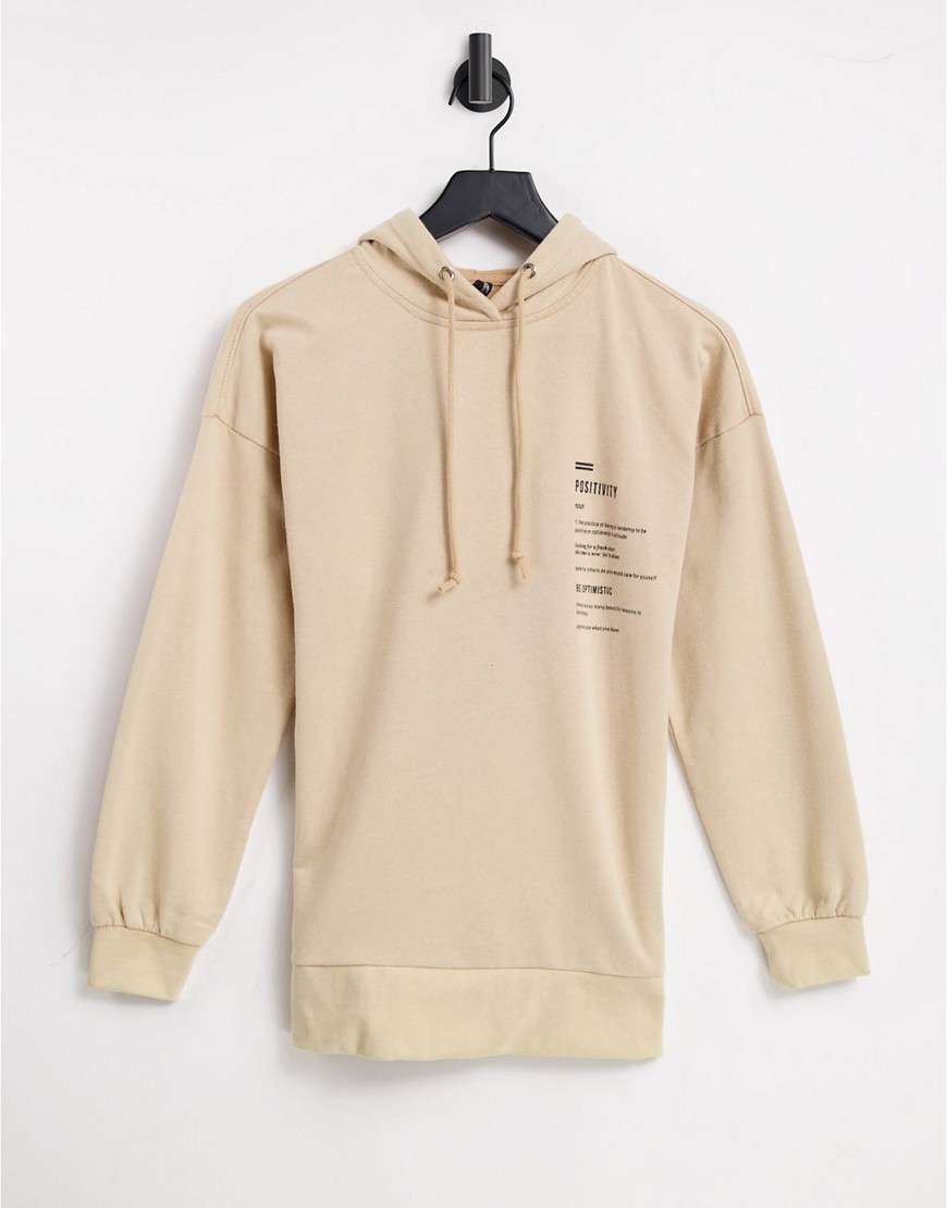 Influence printed oversized hoodie in beige-Neutral