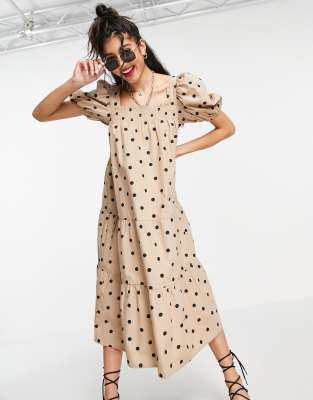 asos brown polka dot dress