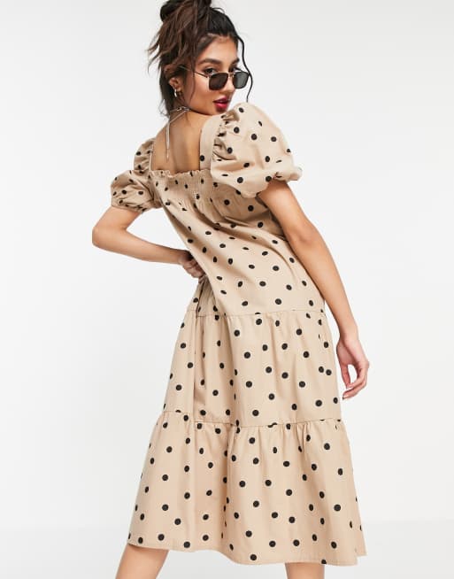 Polka dot sale dress puff sleeves