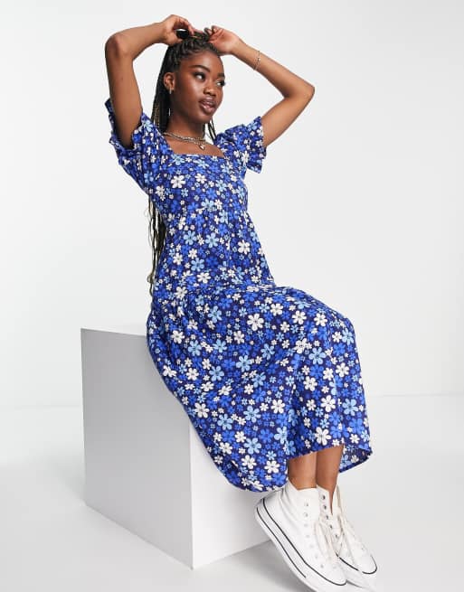 Blue midi shop tea dress