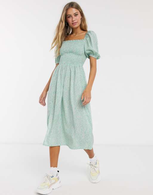 Midi dress puff clearance sleeve