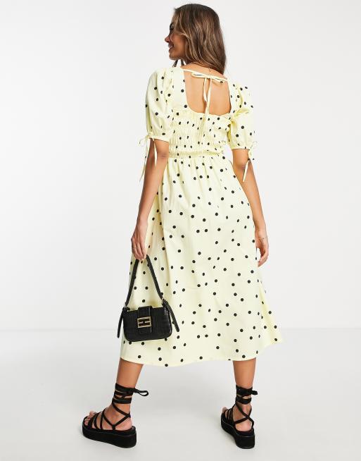 Asos yellow cheap polka dot dress