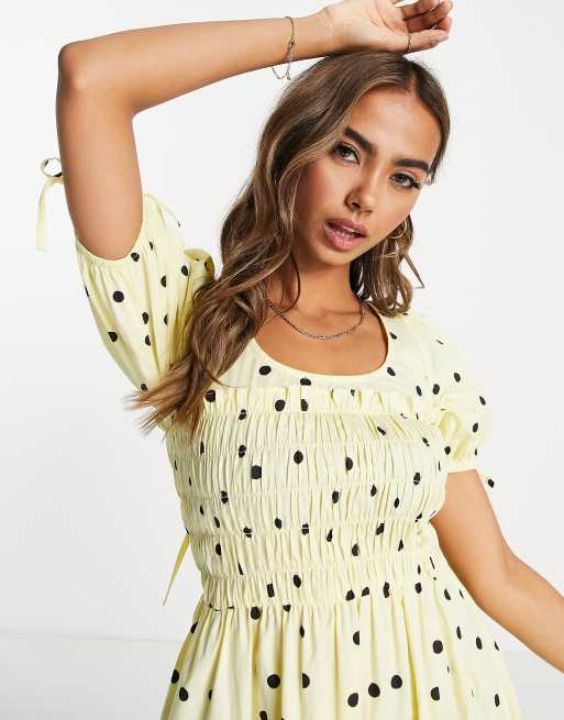 Asos yellow polka dot dress online