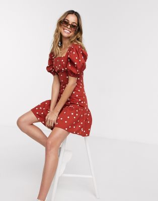 polka dot dress puff sleeves