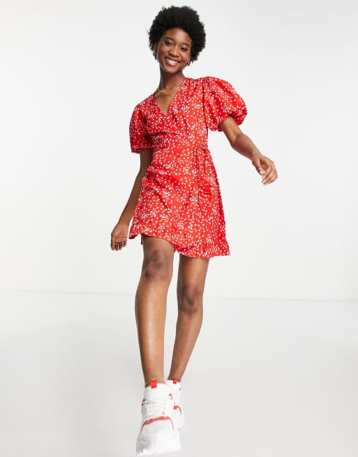 Asos red cheap floral dress