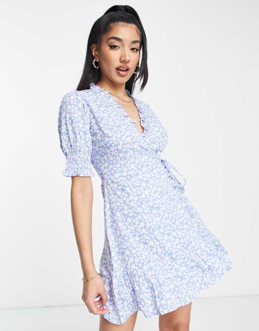 Frill sleeve wrap outlet dress