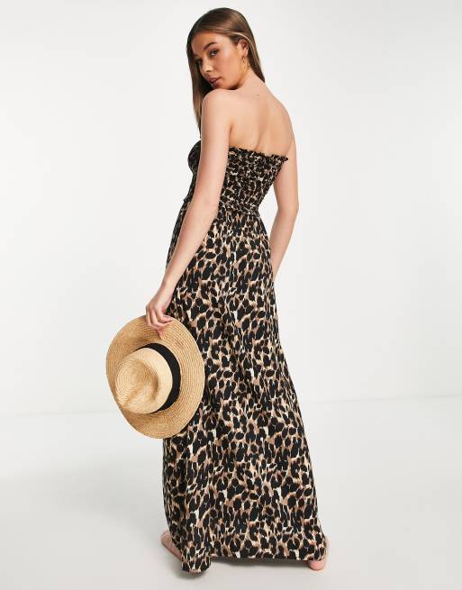 Influence - Robe bandeau longue de plage à imprimé léopard, 2 de 4