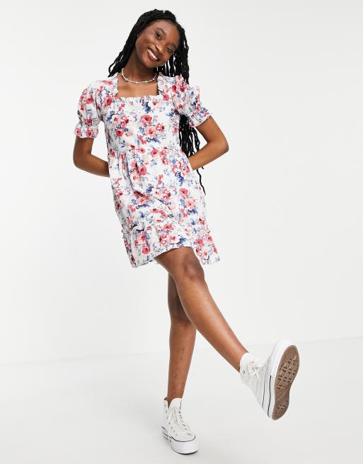 Influence - Robe courte à encolure carrée et imprimé fleuri, 4 de 4