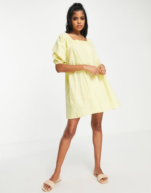 Influence - Robe courte à encolure carrée - Jaune