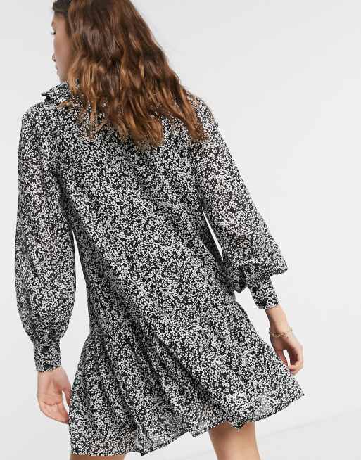 Influence - Robe courte col claudine à imprimé petites fleurs, 2 de 4