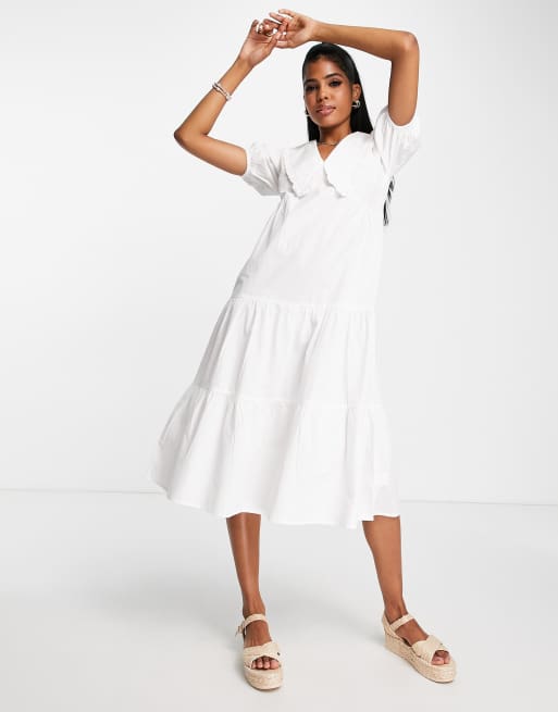 Robe blanche col claudine outlet