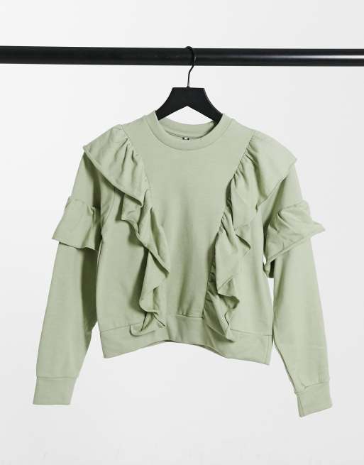 Green 2025 ruffle sweater