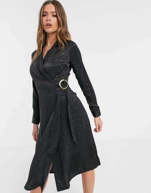 black jacquard midi dress