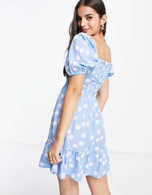 Asos blue polka dot dress hotsell