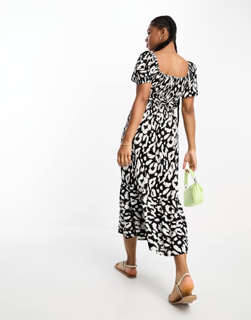 Collusion zebra clearance shirred midi dress