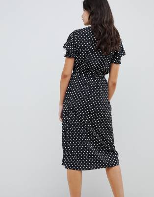 black and white polka dot dress asos