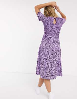 lilac floral midi dress