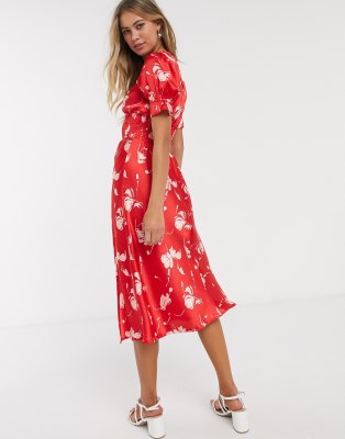 shirred waist midi dress