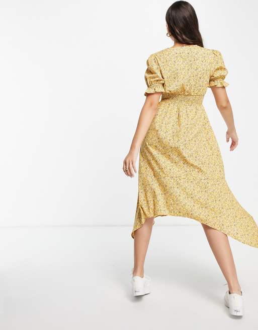 Yellow ditsy print sales dress