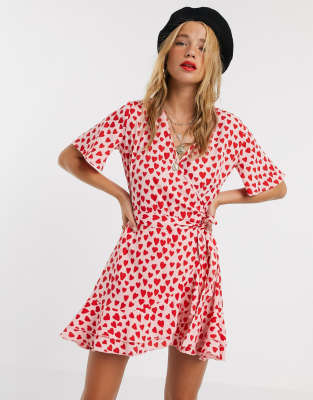 red heart print dress