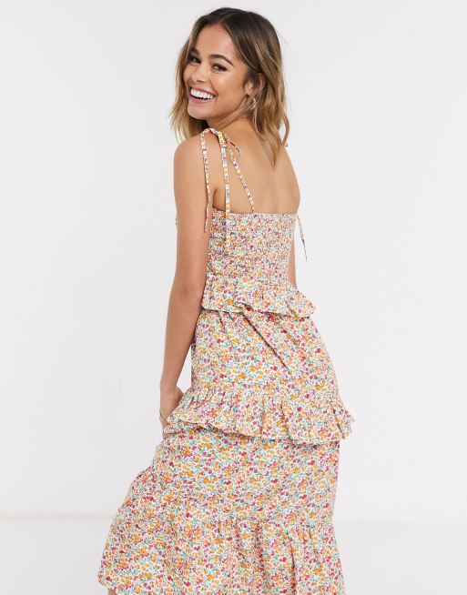 Influence sleeveless midi tiered cami dress in floral