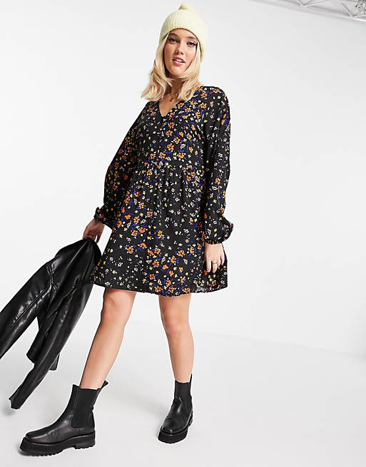 Influence smock mini dress in floral print