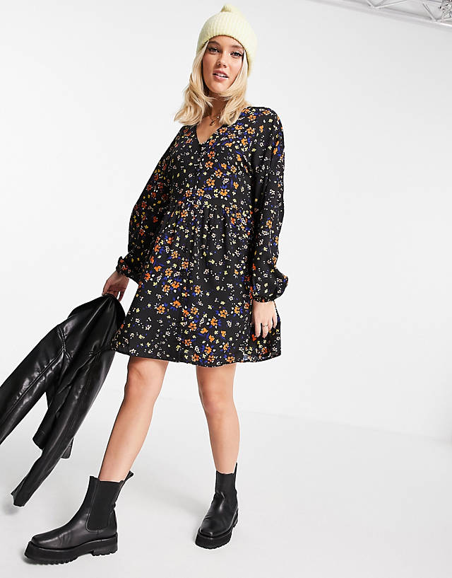 Influence - smock mini dress in floral print