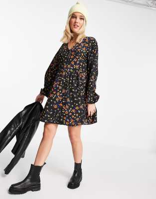 Influence smock mini dress in floral print | ASOS